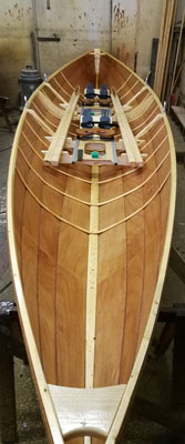 Parisoutuvene okumevanerista pituus 6.5m leveys 1.24m